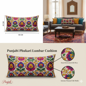 Punjabi Phulkari Long Cushion | SN4